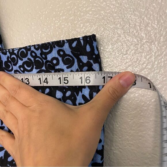 Estee Lauder navy blue light blue patterned Lined canvas tote Bag 17x14.5x5 - Picture 6 of 6